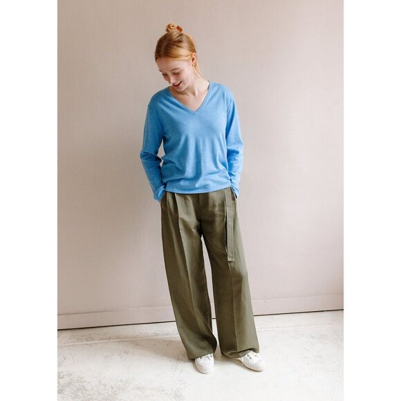 Colorush Size S V-Neck Lightweight Sweater Cotton Silk Cashmere Pebble Gray - Picture 7 of 9